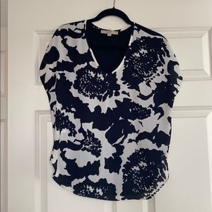 Navy/White Flowered Top from Loft